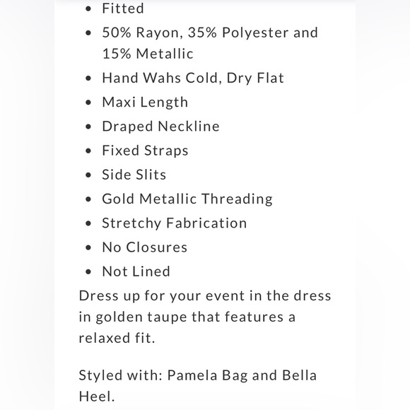 Vici shimmer taupe long dress Drape cowl neckline NEW SALE Re $69 *See matching - Picture 8 of 12